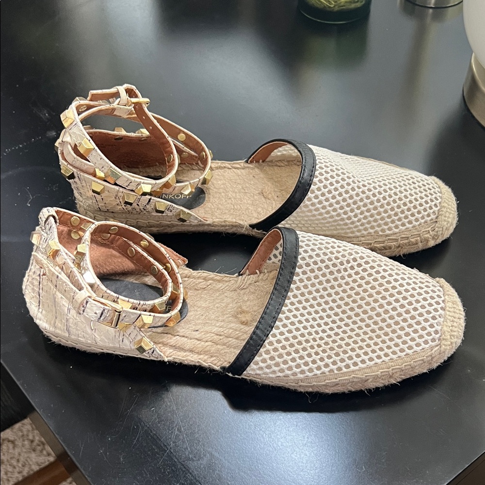 Rebecca Minkoff studded Beige and Black Espadrilles